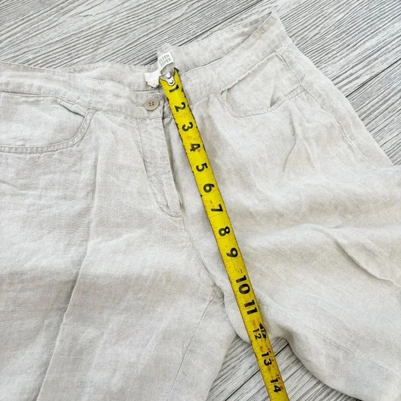 Eileen Fisher 100%  Linen Pants Beige Wide Leg Cropped Casual Size 12 - Picture 11 of 14